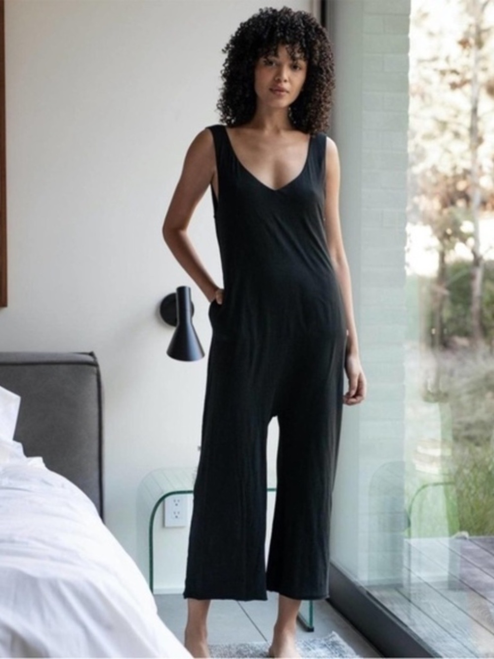 Lunya Restore Sleeveless V-Neck Wide Leg Jumpsuit
